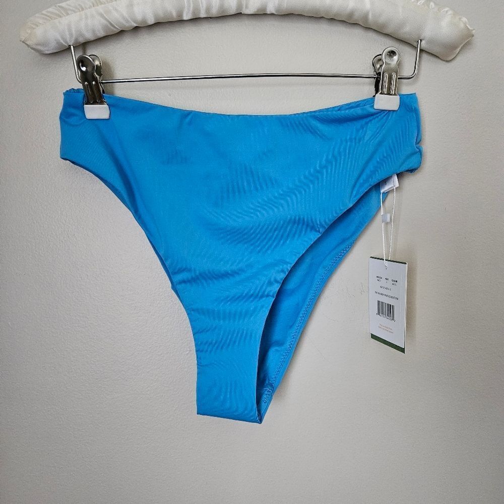 Andie Swim Bottoms Bikini The 90s High Waisted Azul Blue Beach Vacation Solid - Picture 2 of 12